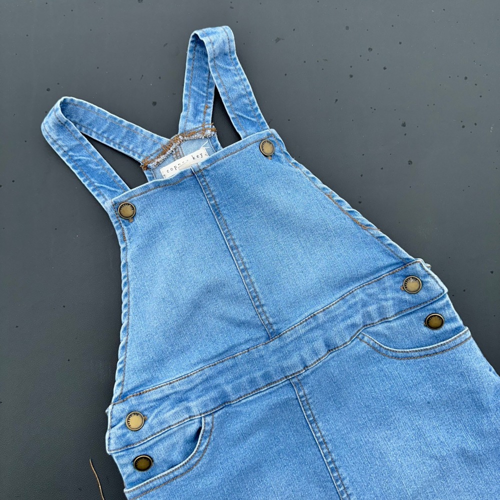 Copper Key Denim Pinafore Overall‎ Dress Girls Size 6 Light Wash Blue Excellent